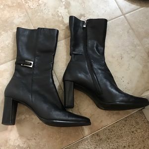 Black leather Midi Boots